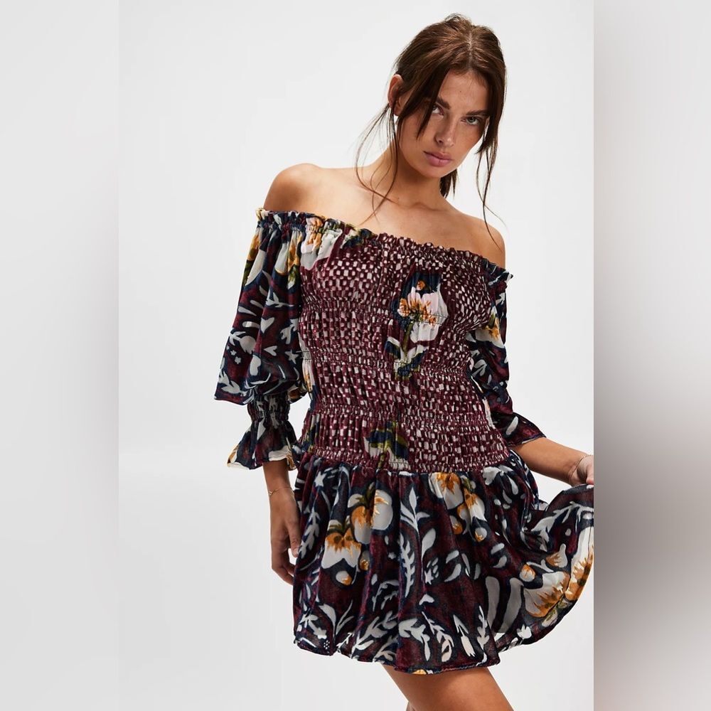 Free People Bali Aveline Velvet Mini Dress